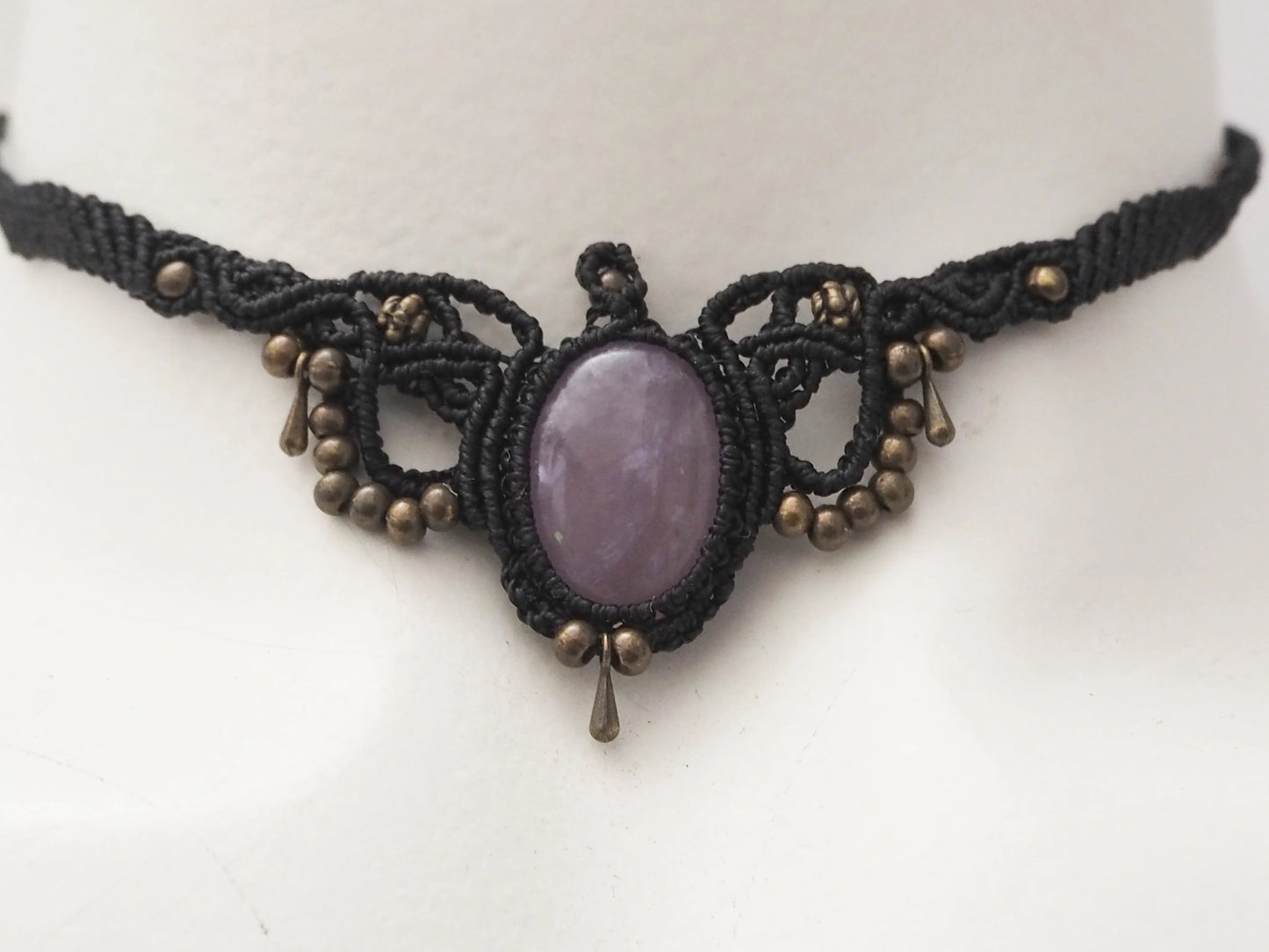 Collar Amuleto "Gea" en Macramé Negro | Joyas Cuquis Hechas a Mano - My Cuqui Shop