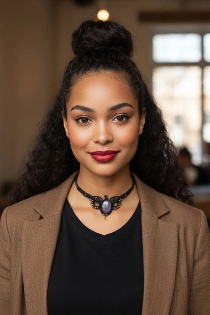 Collar Amuleto "Gea" en Macramé Negro | Joyas Cuquis Hechas a Mano - My Cuqui Shop