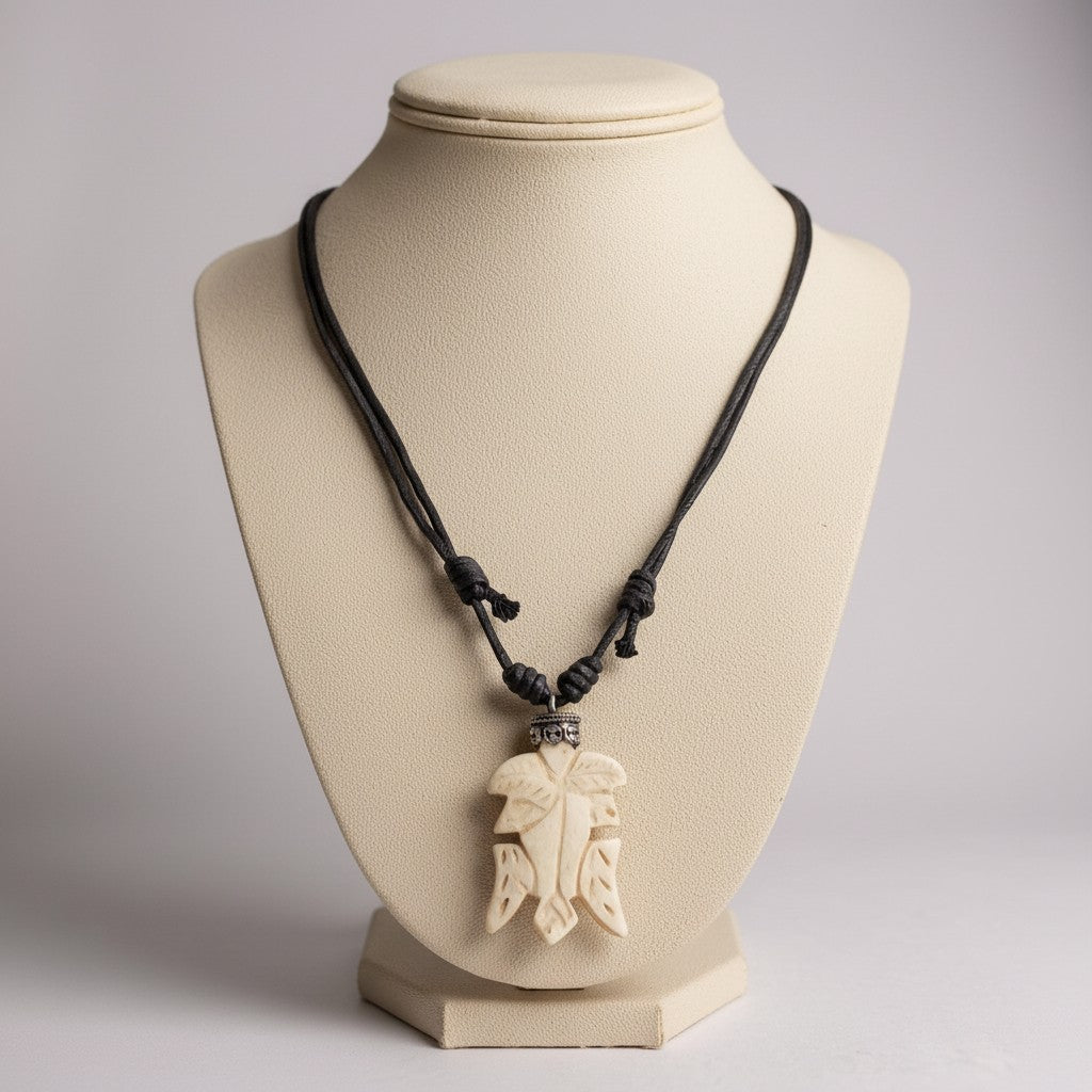 Collar con Colgante de Hueso Tallado Artesanal - Estilo Tribal/Natural - My Cuqui Shop #