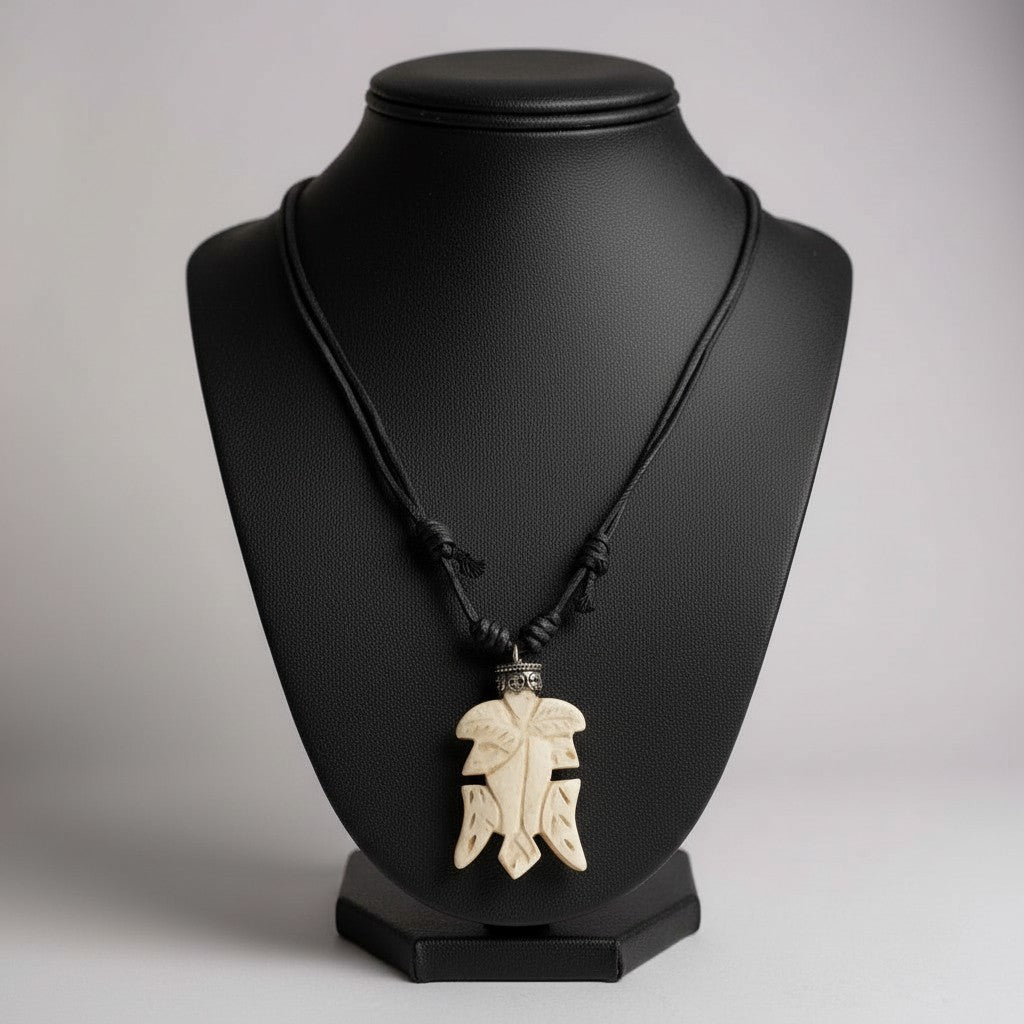 Collar con Colgante de Hueso Tallado Artesanal - Estilo Tribal/Natural - My Cuqui Shop #