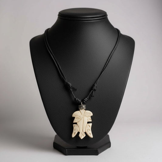 Collar con Colgante de Hueso Tallado Artesanal - Estilo Tribal/Natural - My Cuqui Shop #