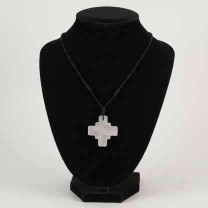 Collar Cruz Cuarzo Rosa Minimalista - My Cuqui Shop #