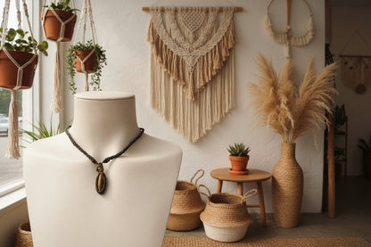 Collar en macramé "Fuera Interiori" Ojo de Tigre - My Cuqui Shop