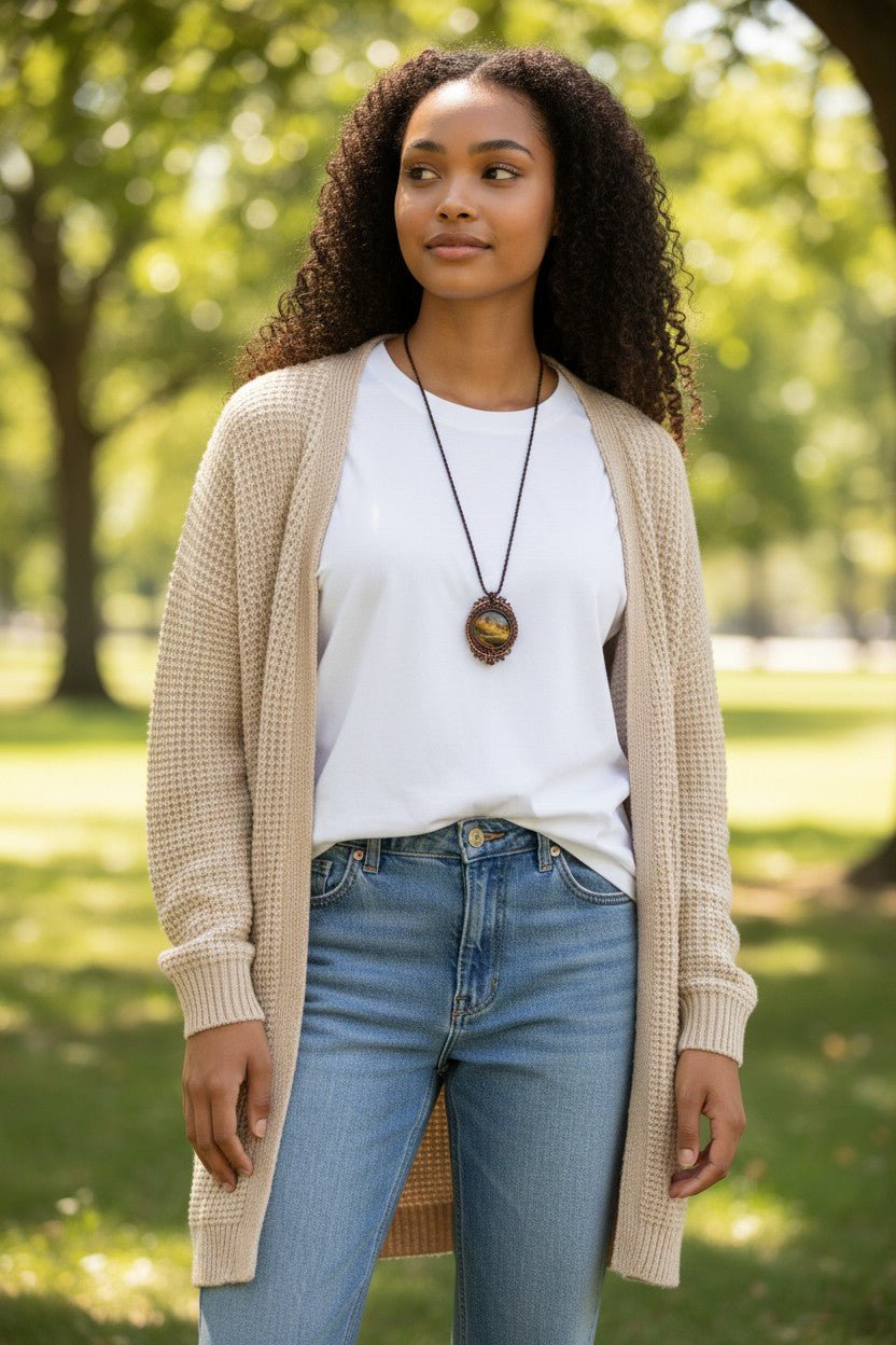 Collar en macramé "Ojo de Tigre" - My Cuqui Shop #