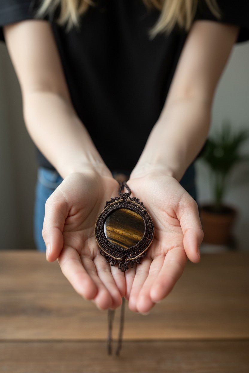 Collar en macramé "Ojo de Tigre" - My Cuqui Shop #