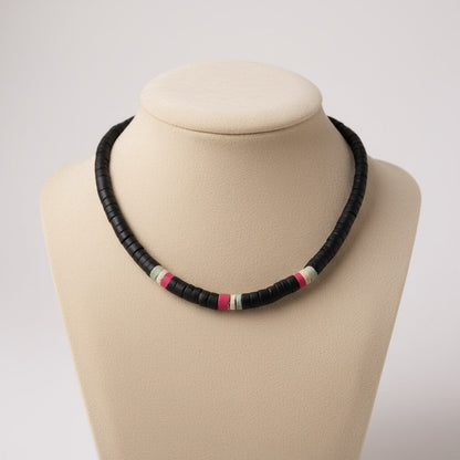 Collar Gargantilla de Hombre - Cuentas de Cerámica Negra con Detalles de Color - My Cuqui Shop
