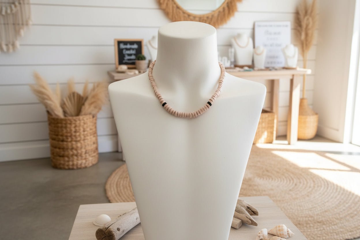 Collar Heishi cuentas rosa y negro - Artesanal - My Cuqui