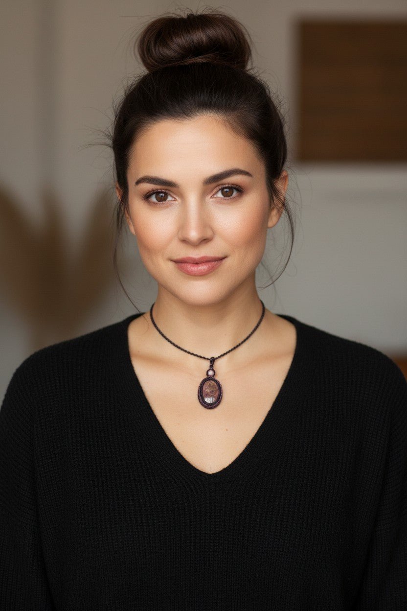 Collar Rústico "Metamorfosis Natural": Micro-Macramé & Jaspe Mariposa - My Cuqui Shop #