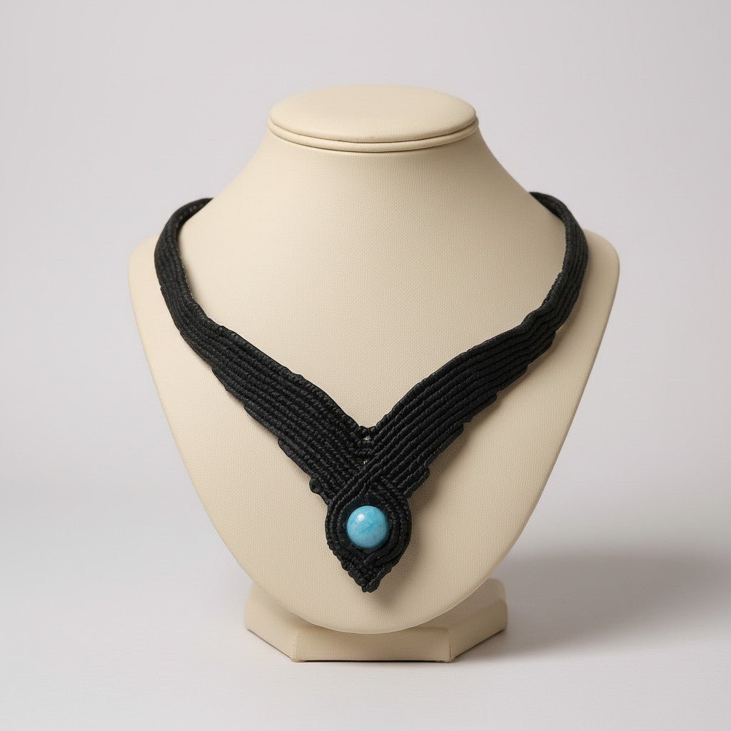 Collar "Serenidad Marina": Gargantilla de Macramé con Aguamarina Genuina (8 mm) - My Cuqui Shop #