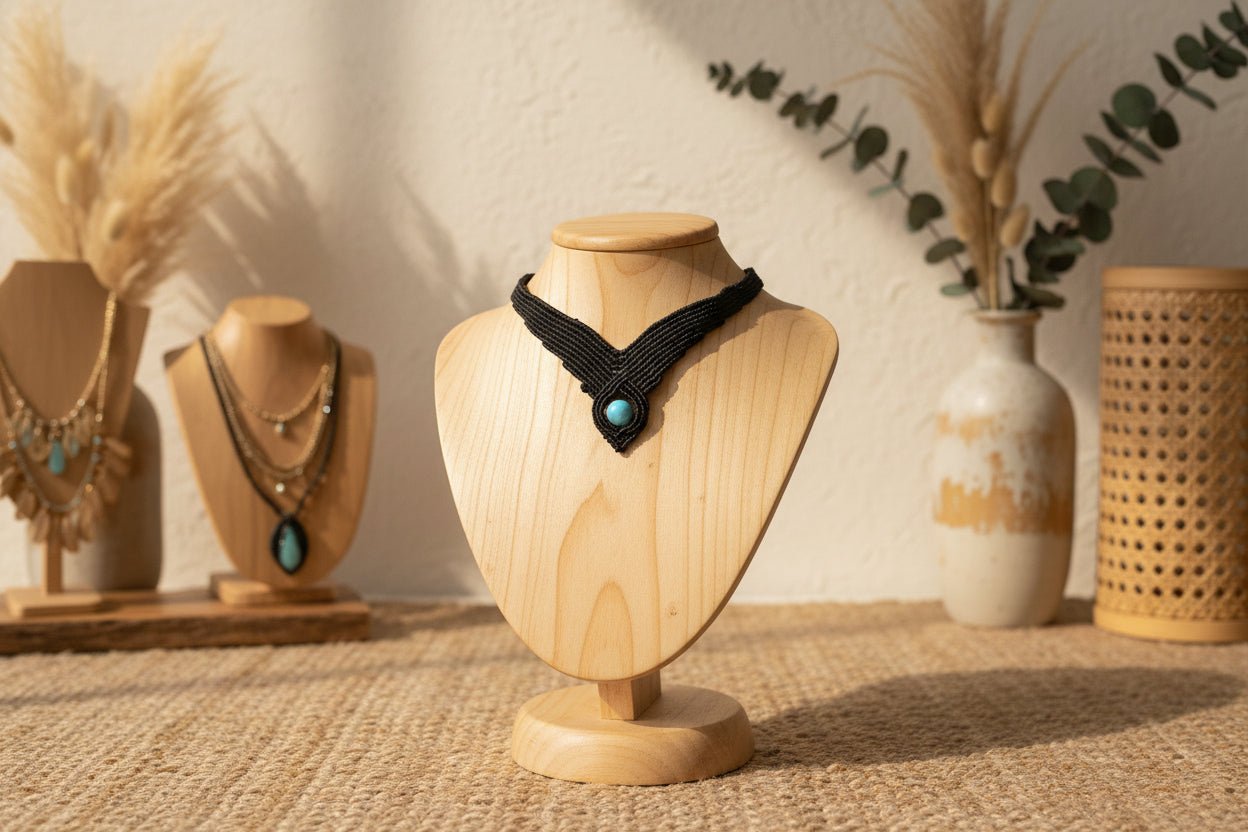 Collar "Serenidad Marina": Gargantilla de Macramé con Aguamarina Genuina (8 mm) - My Cuqui Shop #