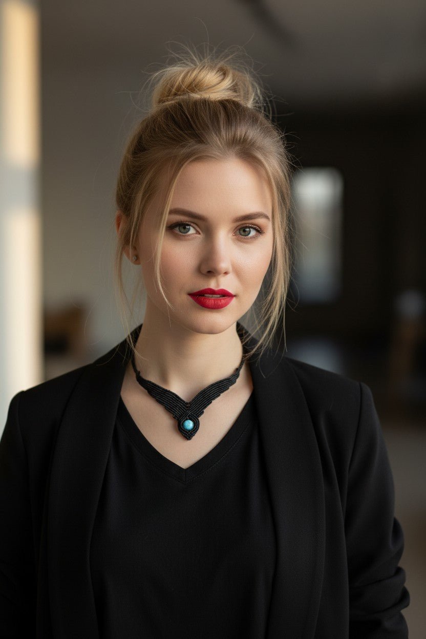 Collar "Serenidad Marina": Gargantilla de Macramé con Aguamarina Genuina (8 mm) - My Cuqui Shop #