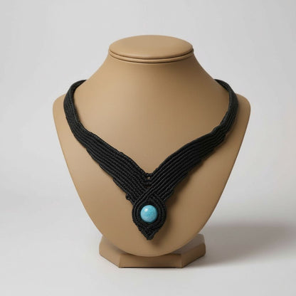 Collar "Serenidad Marina": Gargantilla de Macramé con Aguamarina Genuina (8 mm) - My Cuqui Shop #
