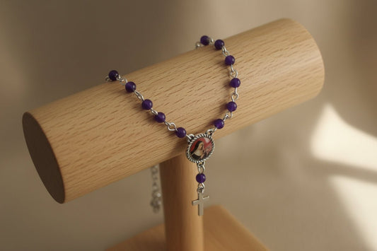 Decenario Santa Rita de Casia - cuentas de amatistas - cuquis - My Cuqui Shop