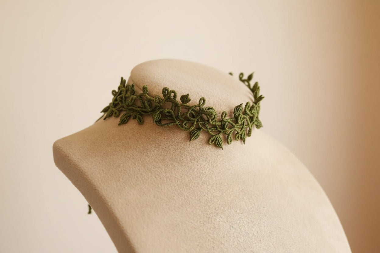 Gargantilla Hiedra "Cuquis" en Macramé Verde Oliva | Joya Artesanal Única - My Cuqui Shop