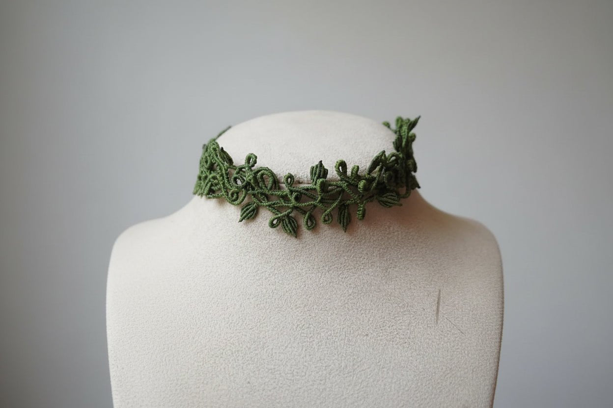 Gargantilla Hiedra "Cuquis" en Macramé Verde Oliva | Joya Artesanal Única - My Cuqui Shop