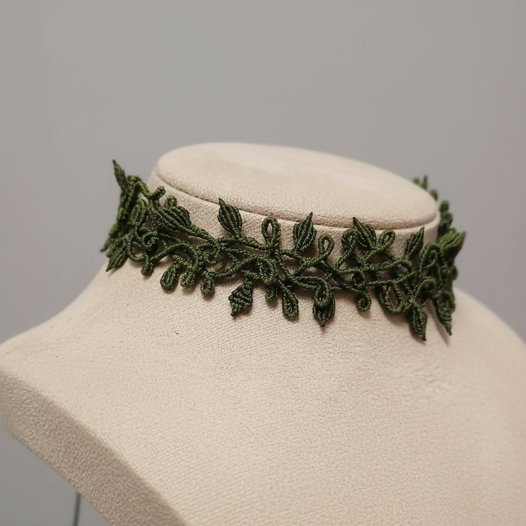 Gargantilla Hiedra "Cuquis" en Macramé Verde Oliva | Joya Artesanal Única - My Cuqui Shop