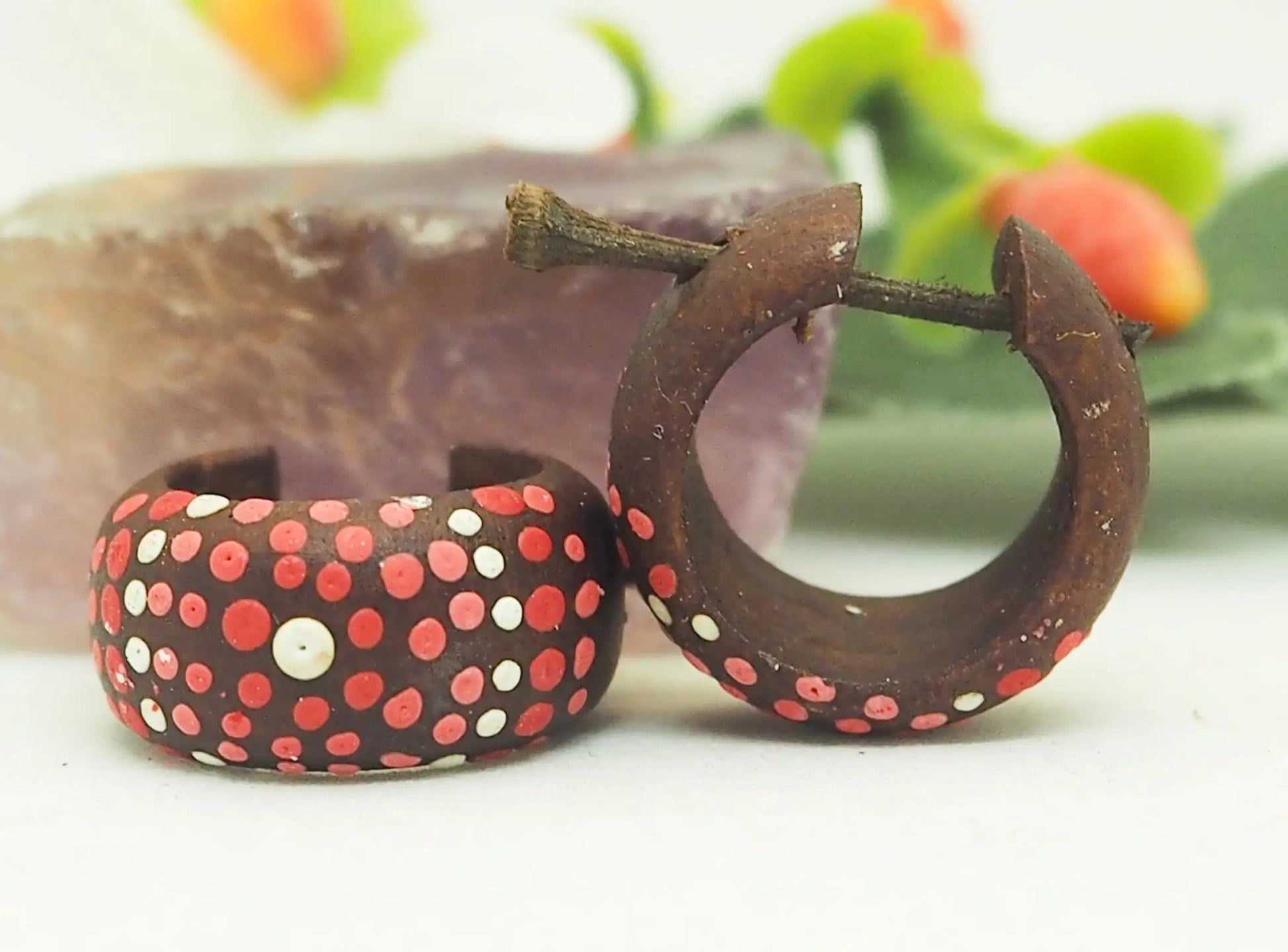 Pendientes coco | mandala rojo - My Cuqui