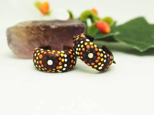Pendientes Coco Pintados | mandala en color naranja - My Cuqui