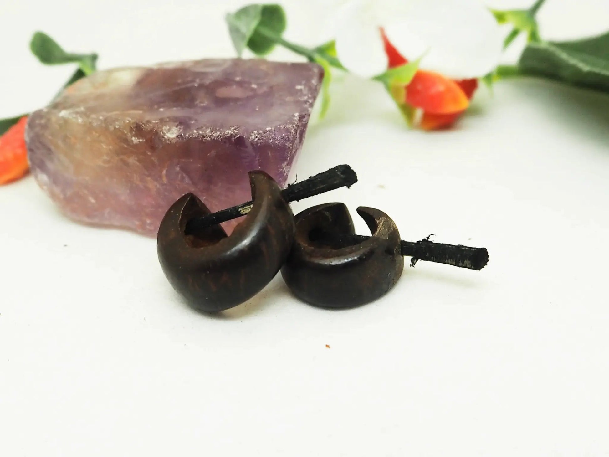 Pendientes coco rústicos color marrón - My Cuqui