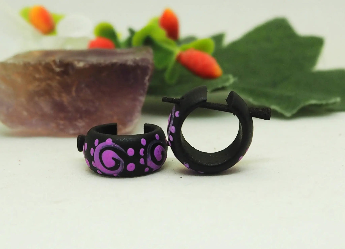 Pendientes de coco | Color negro y violeta - My Cuqui