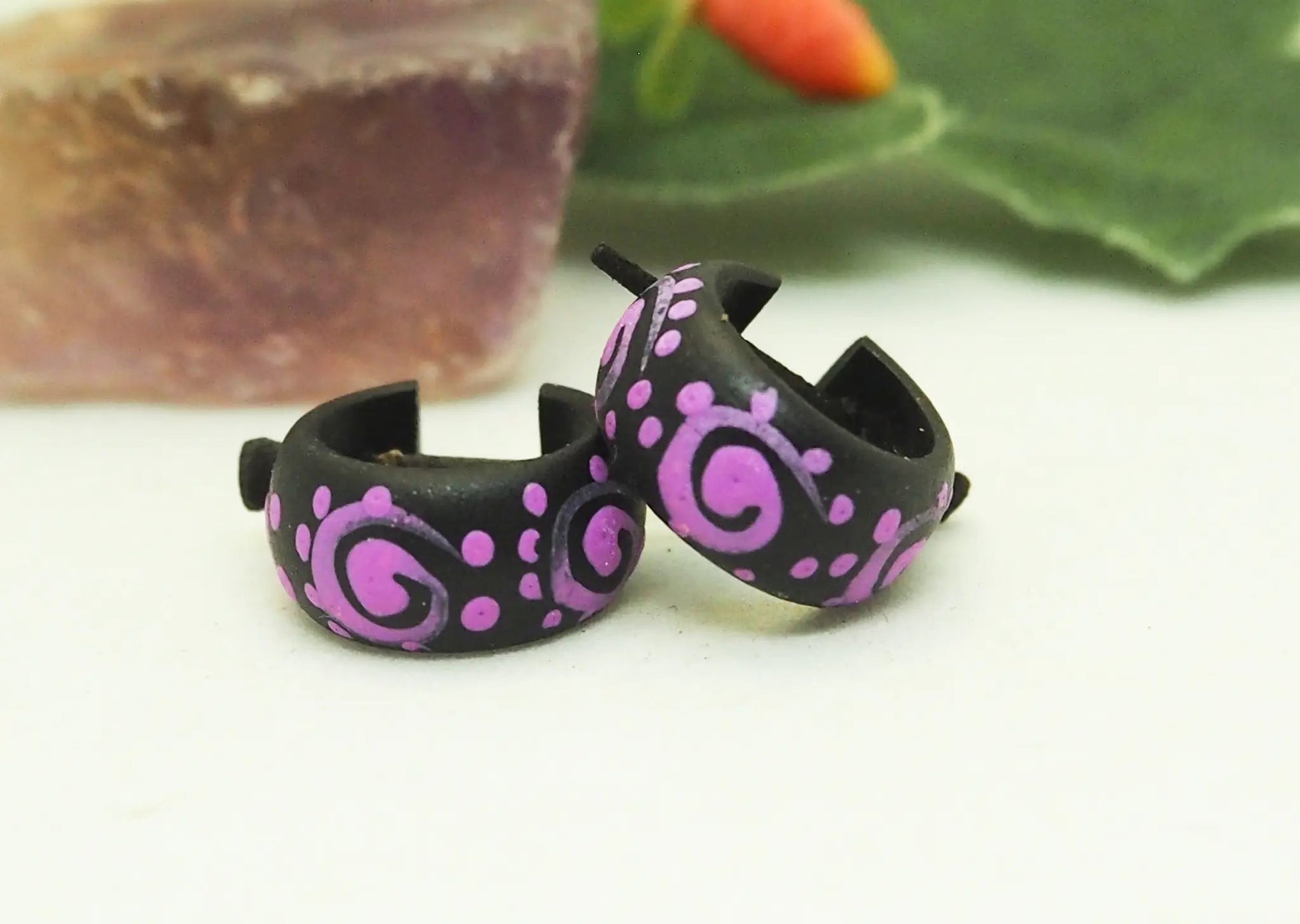 Pendientes de coco | Color negro y violeta - My Cuqui