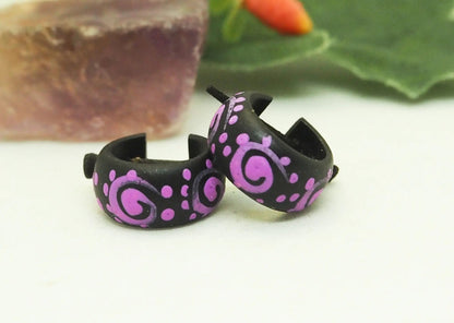 Pendientes de coco | Color negro y violeta - My Cuqui