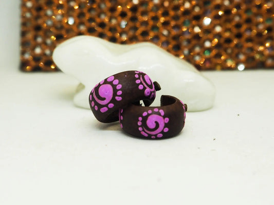 Pendientes de coco | Espiral fucsia - My Cuqui