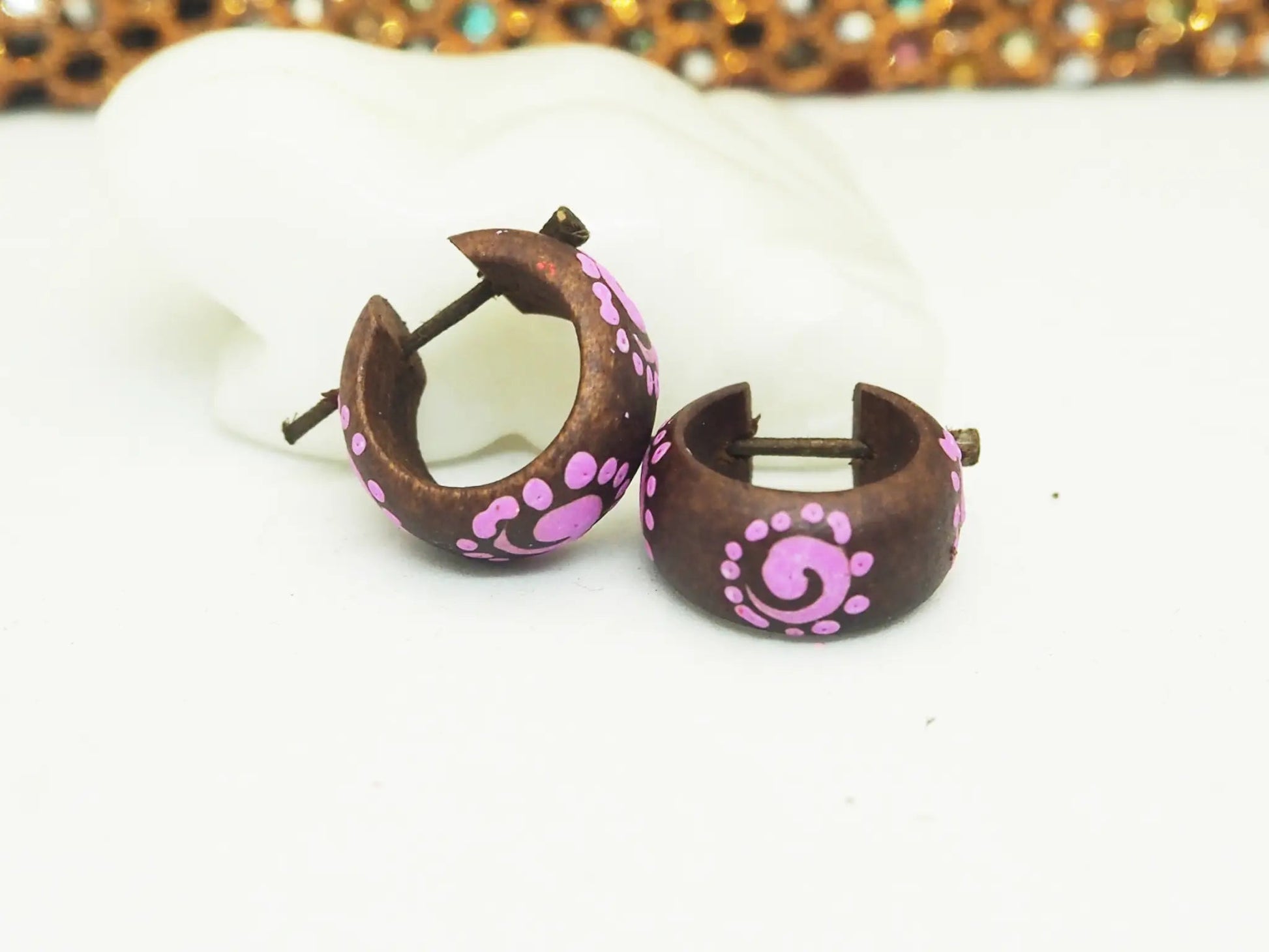 Pendientes de coco | Espiral fucsia - My Cuqui
