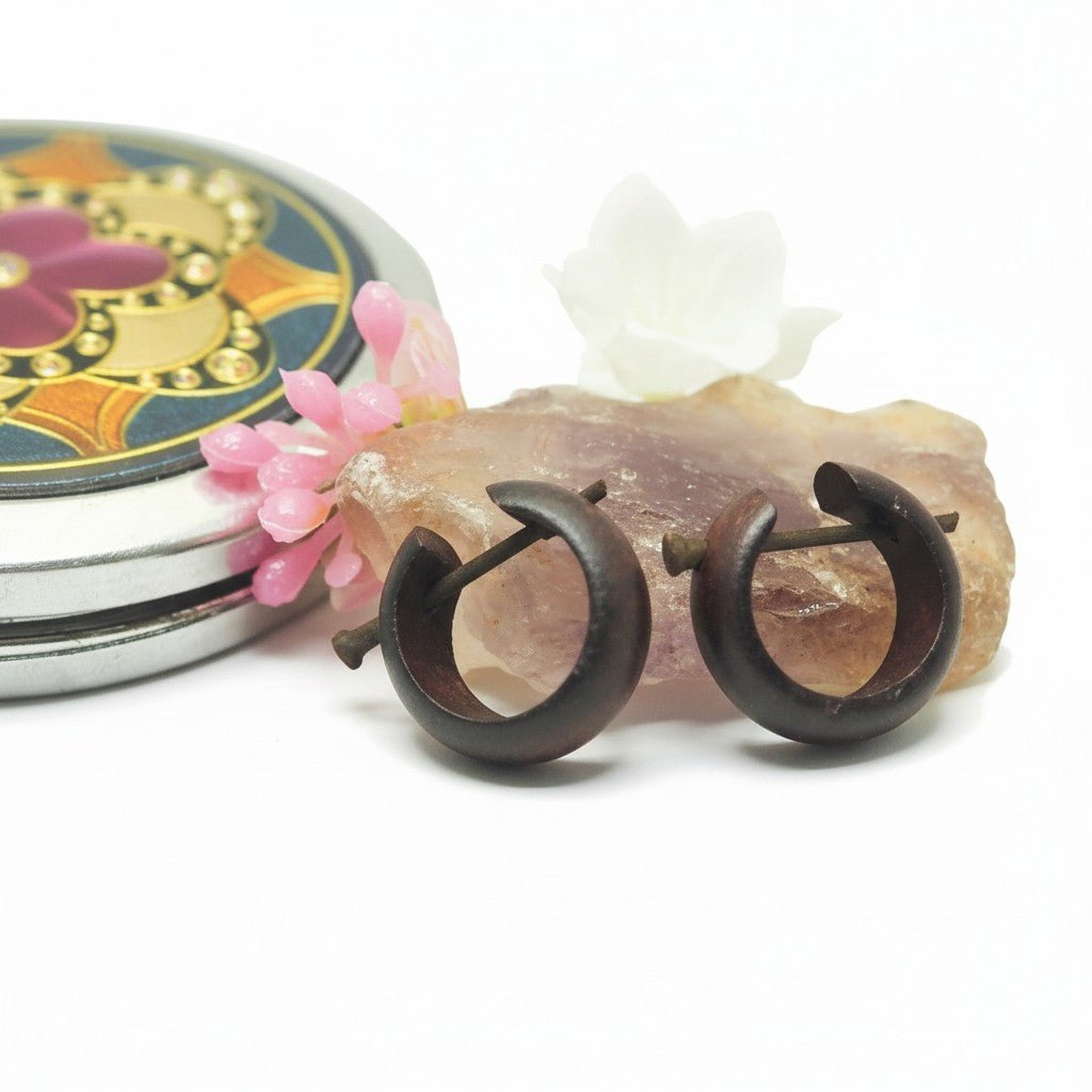 Pendientes de madera Marrones ( madera de coco) - My Cuqui Shop