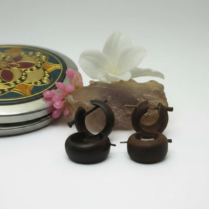 Pendientes de madera Marrones ( madera de coco) - My Cuqui Shop