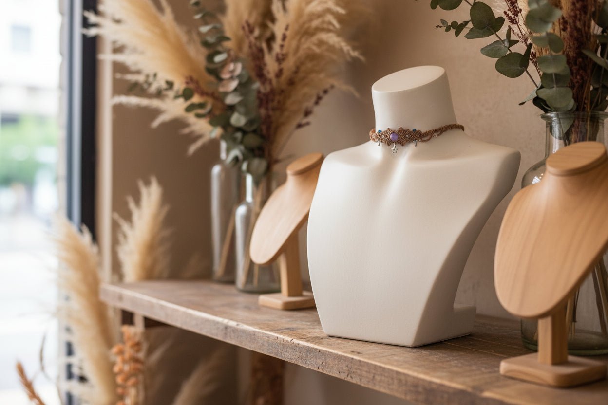 Pieza Única "Estrella Guardiana": Choker de Micromacramé con Amatista y Dijes - My Cuqui Shop #