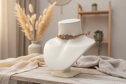 Pieza Única "Estrella Guardiana": Choker de Micromacramé con Amatista y Dijes - My Cuqui Shop #