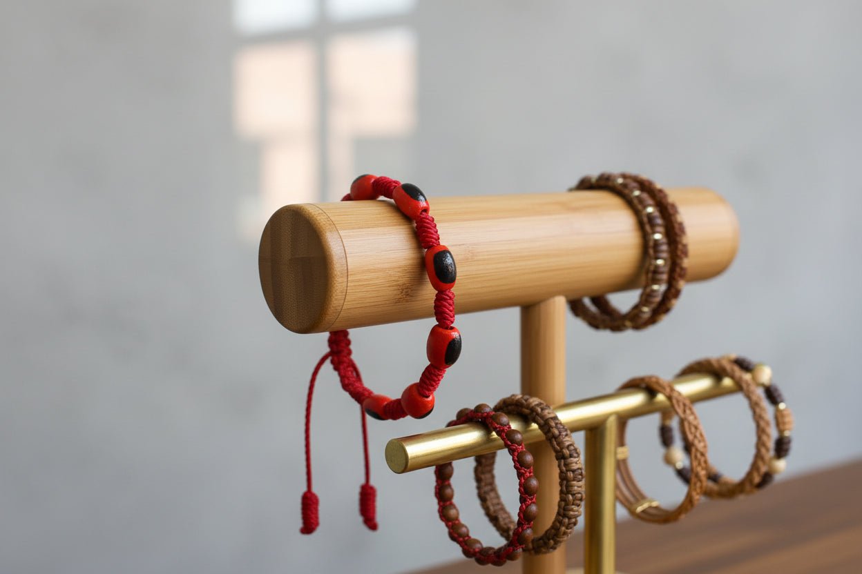 Pulsera Amuleto " Huay de la Suerte" en Hilo Rojo - dijes cerámica - My Cuqui Shop