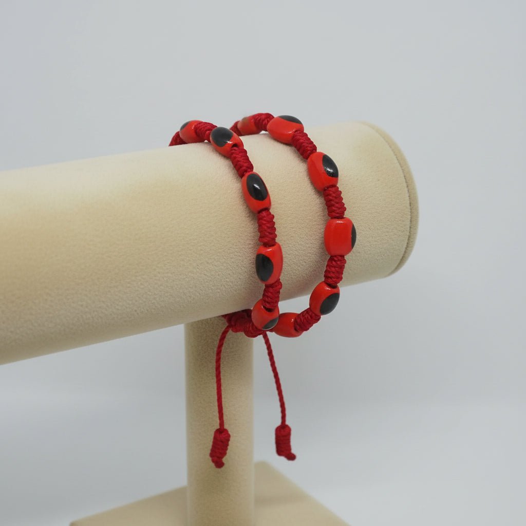 Pulsera Amuleto " Huay de la Suerte" en Hilo Rojo - dijes cerámica - My Cuqui Shop
