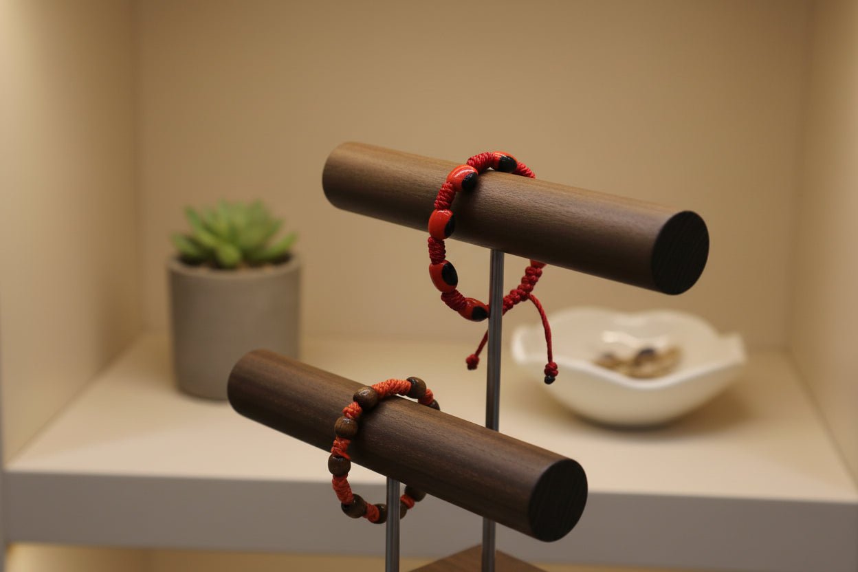 Pulsera Amuleto " Huay de la Suerte" en Hilo Rojo - dijes cerámica - My Cuqui Shop