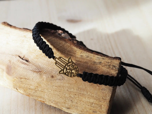 Pulsera amuleto "Mano de Fátima" - hilo negro - My Cuqui