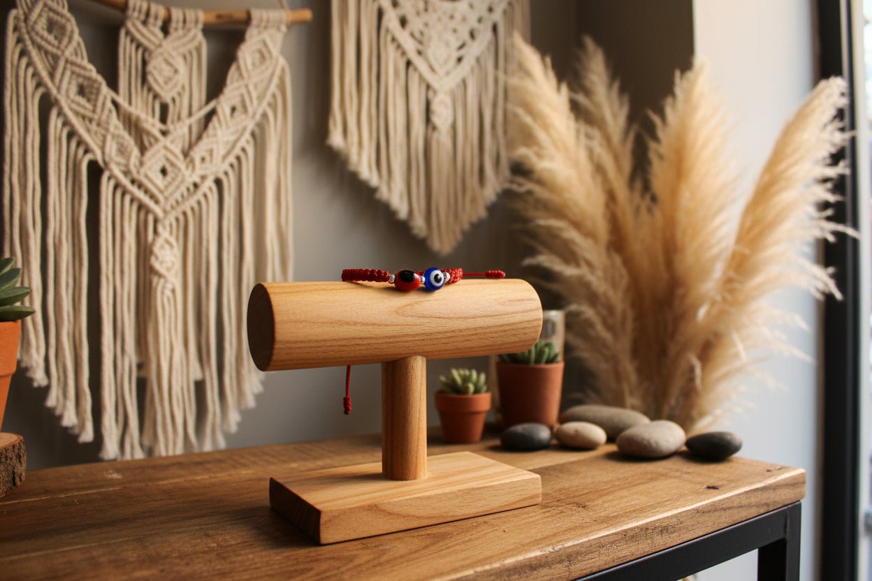 Pulsera Hilo Rojo con Ojo Turco y Cuenta Huayruro (Cerámica) - My Cuqui Shop