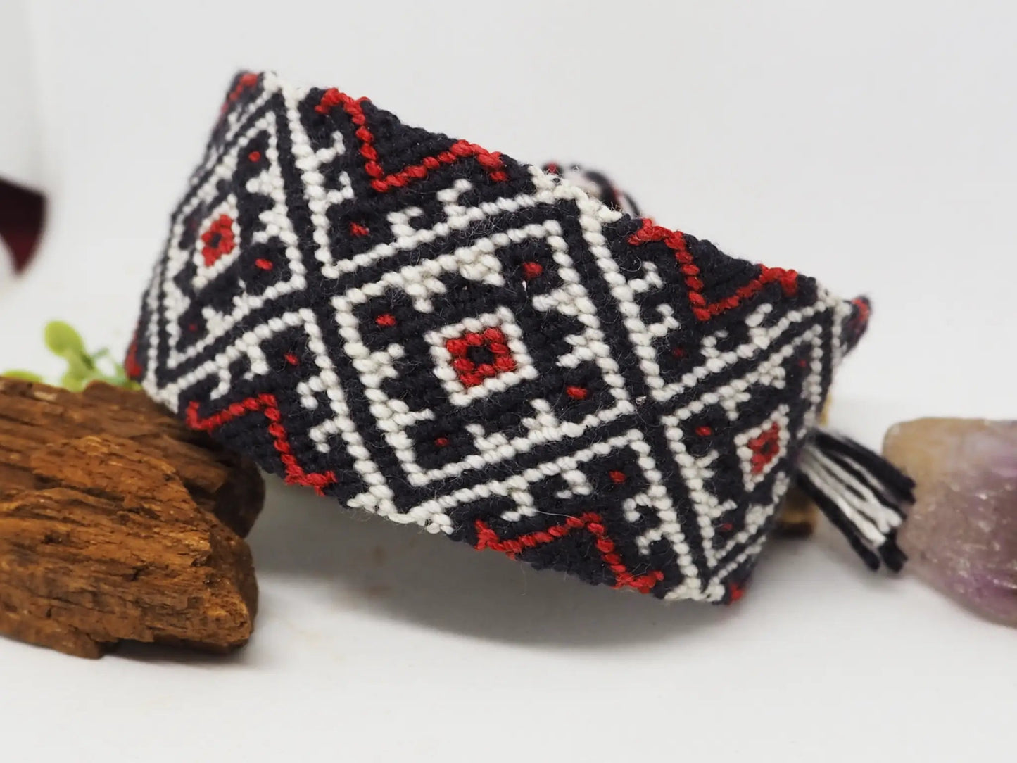 Pulsera macramé Etnica - Roja y negro - My Cuqui