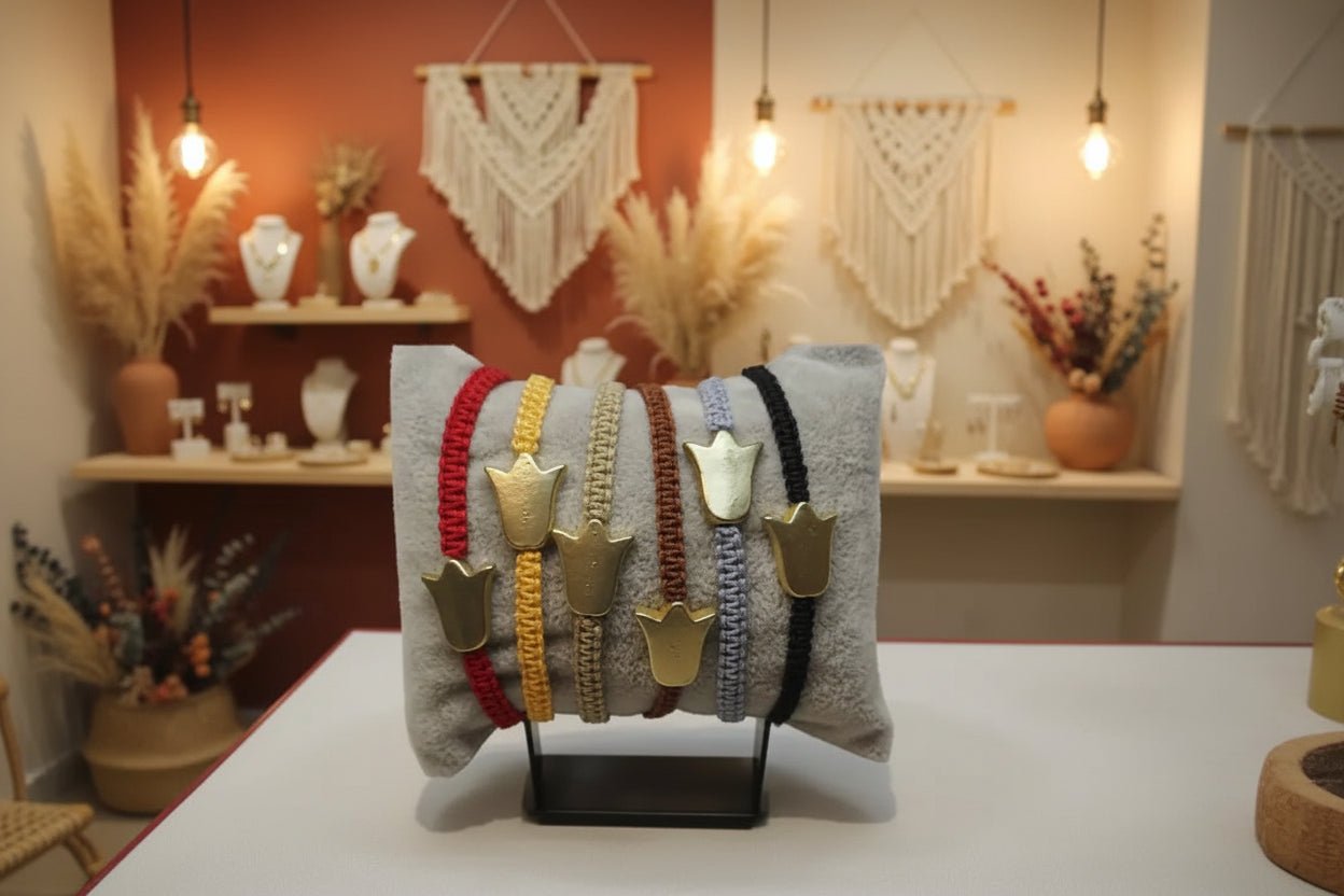 Pulsera "Renacer" de Tulipán Artesanal – Acero Inoxidable y Macramé (6 Colores) - My Cuqui