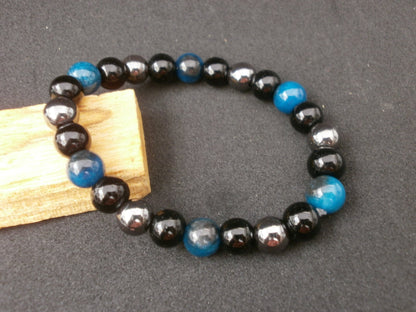 Pulsera Triple Protección Élite: El Escudo de Obsidiana, Hematita y Poder Azul - My Cuqui