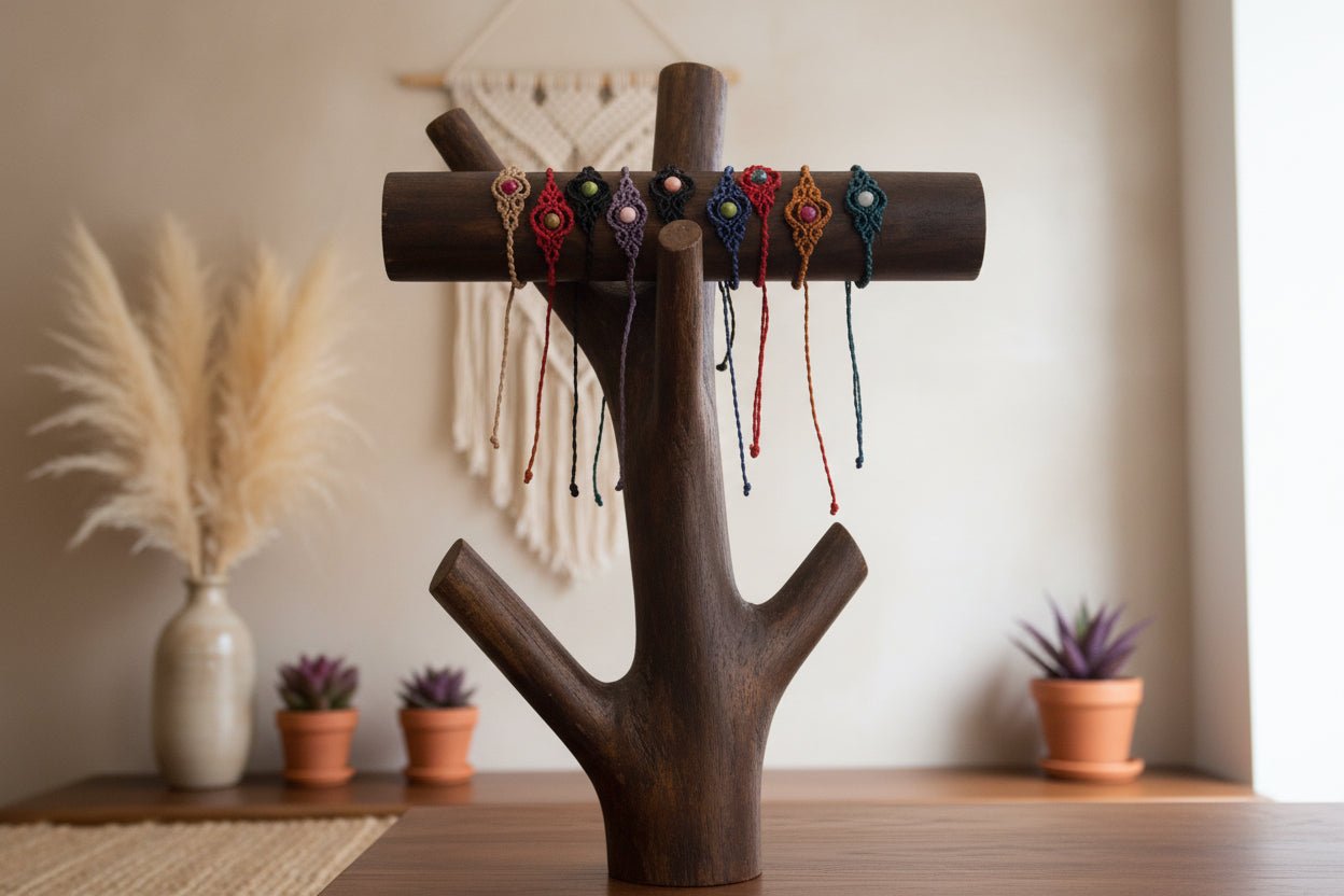 Pulseras "Esencia Bohemia" macramé con piedras - My Cuqui Shop #