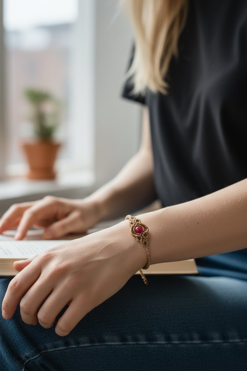 Pulseras "Esencia Bohemia" macramé con piedras - My Cuqui Shop #