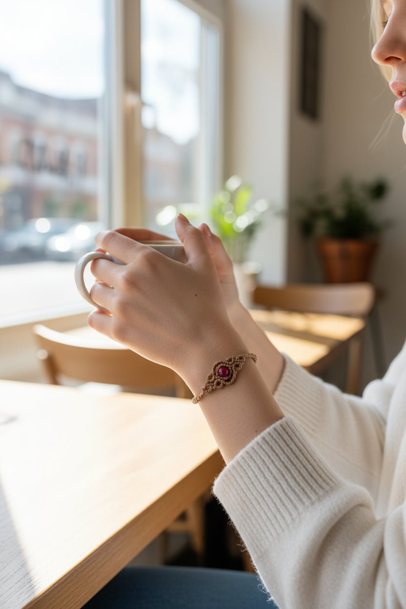 Pulseras "Esencia Bohemia" macramé con piedras - My Cuqui Shop