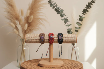 Pulseras macramé Aura con piedras - My Cuqui Shop