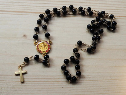 Rosario Cuquis San Benito | Cuentas Cristal Negro y Acero Inoxidable - My Cuqui Shop