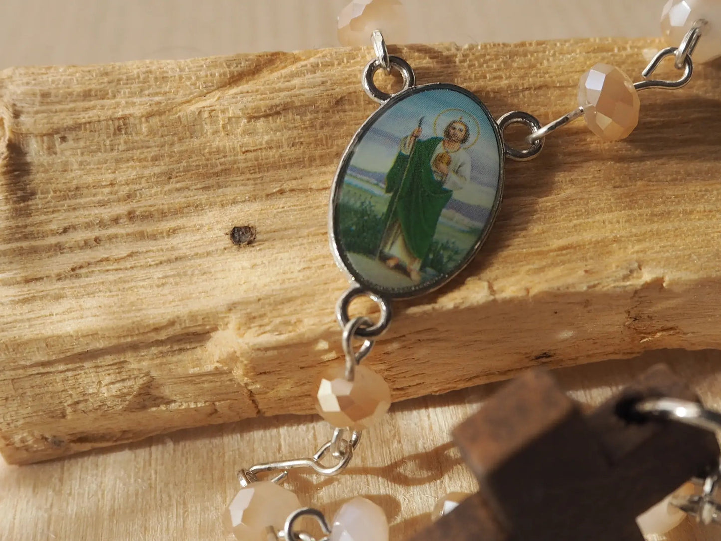 Rosario San Judas Tadeo - cuentas marrón facetadas - My Cuqui